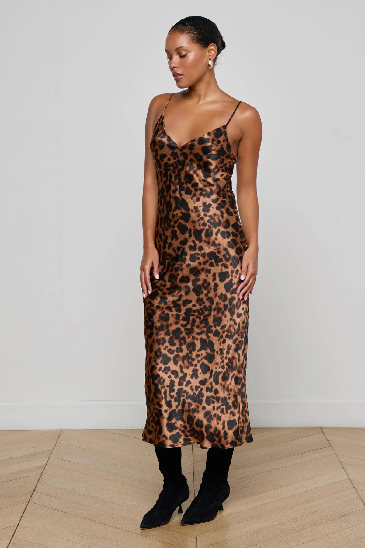 L’AGENCE | SERIDIE SLIP DRESS- BROWN