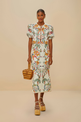 FARM RIO | DELICATE FOREST MIDI SKIRT