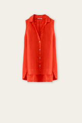 ROSSO35 | RED CORAL LINEN TOP
