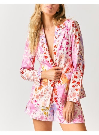 Irina Floral Stretch Linen Blazer