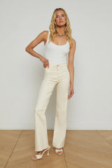 L'AGENCE | CLAYTON COATED WIDE LEG -FRENCH VANILLA