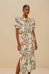 FARM RIO | DELICATE FOREST MIDI SKIRT