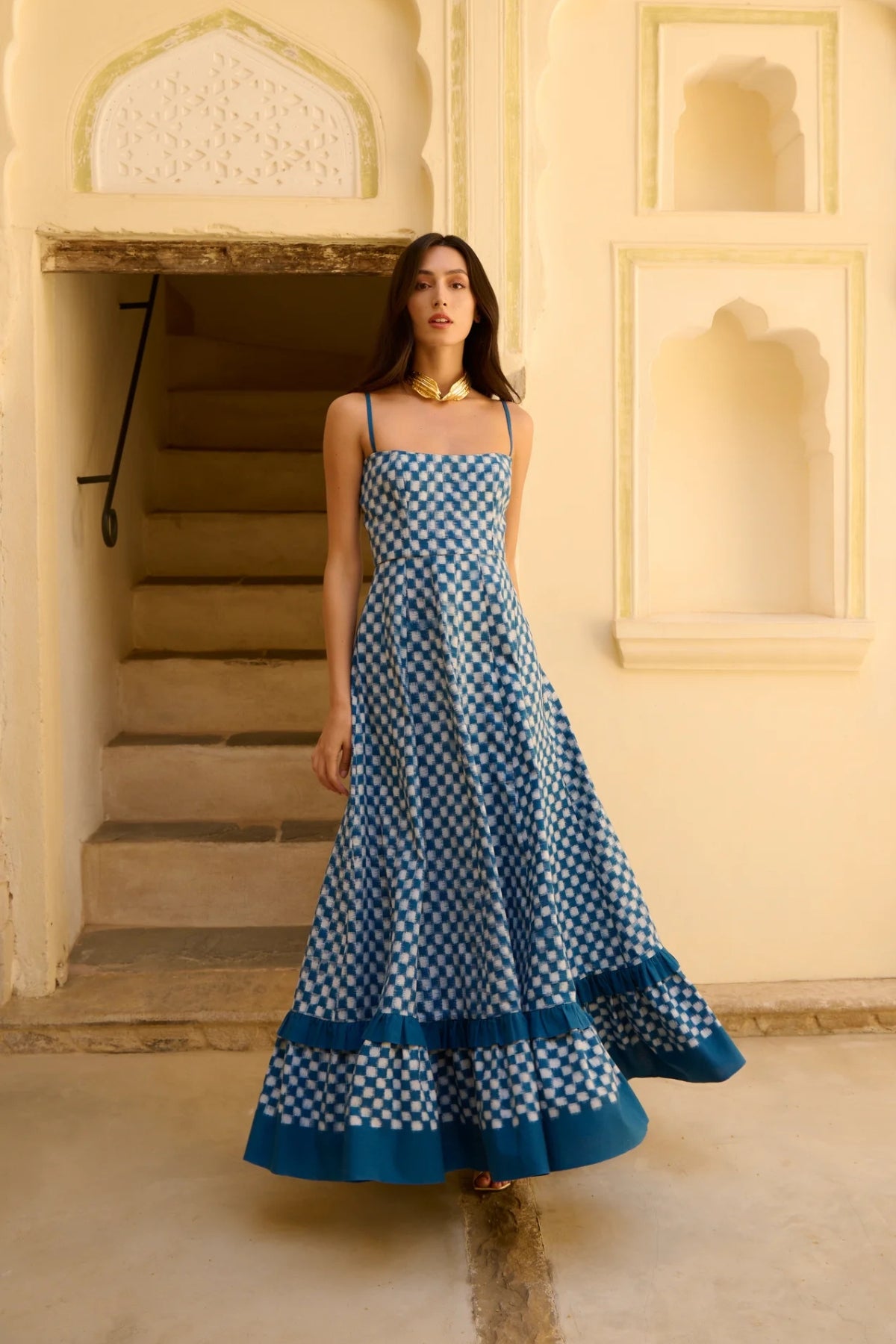 DE CASTRO | Blue Checkmate Dress