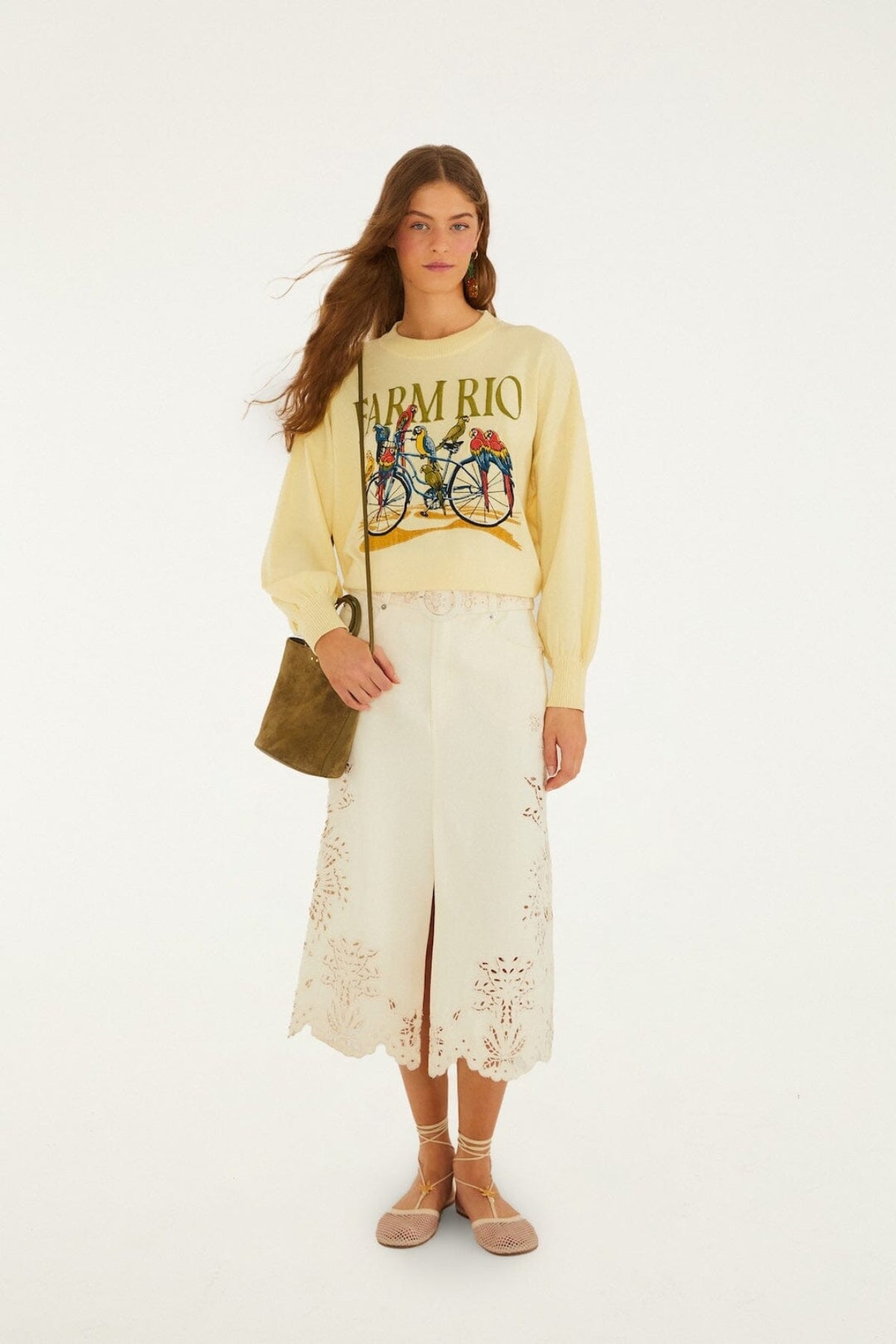 FARM RIO | BEIGE RICHE TWILL SKIRT
