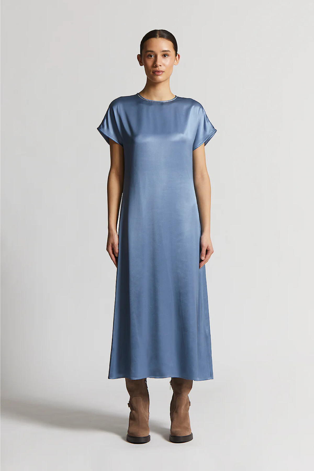 Peserico Blue Viscose Satin Dress