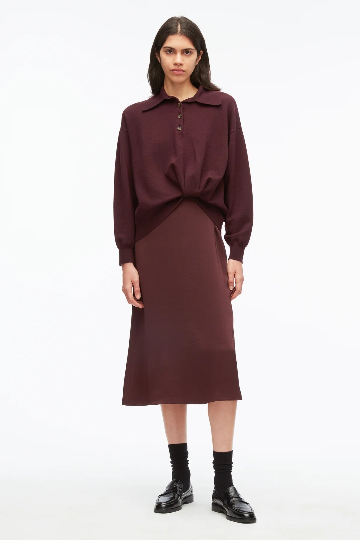 PHILLIP LIM | Merino Twill Polo Midi Dress