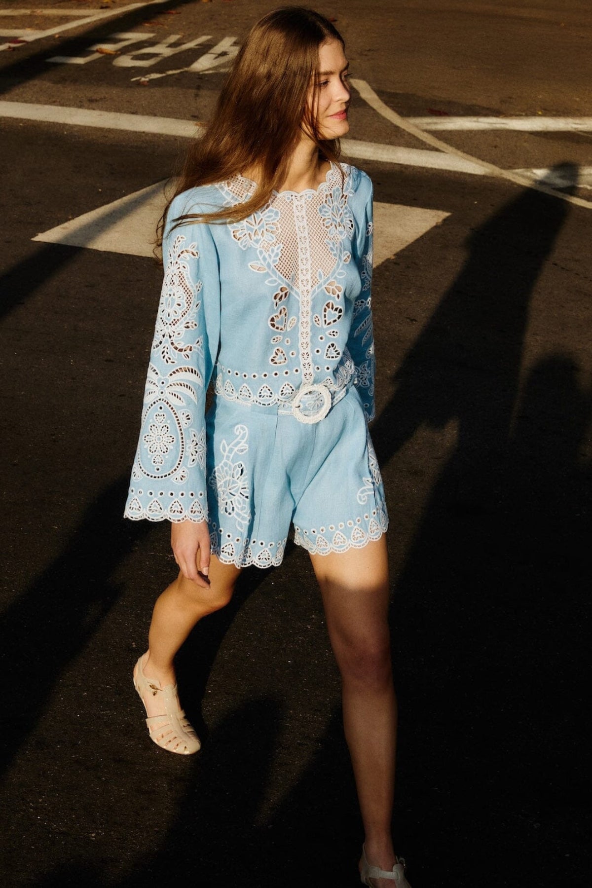FARM RIO | BLUE RICHELIEU BLOUSE