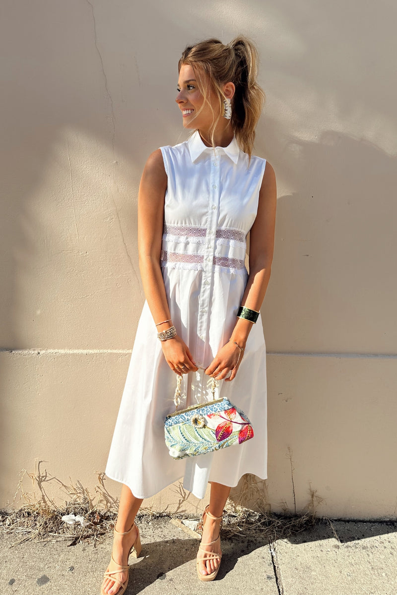MILVA MI | LACE PANELING WHITE DRESS