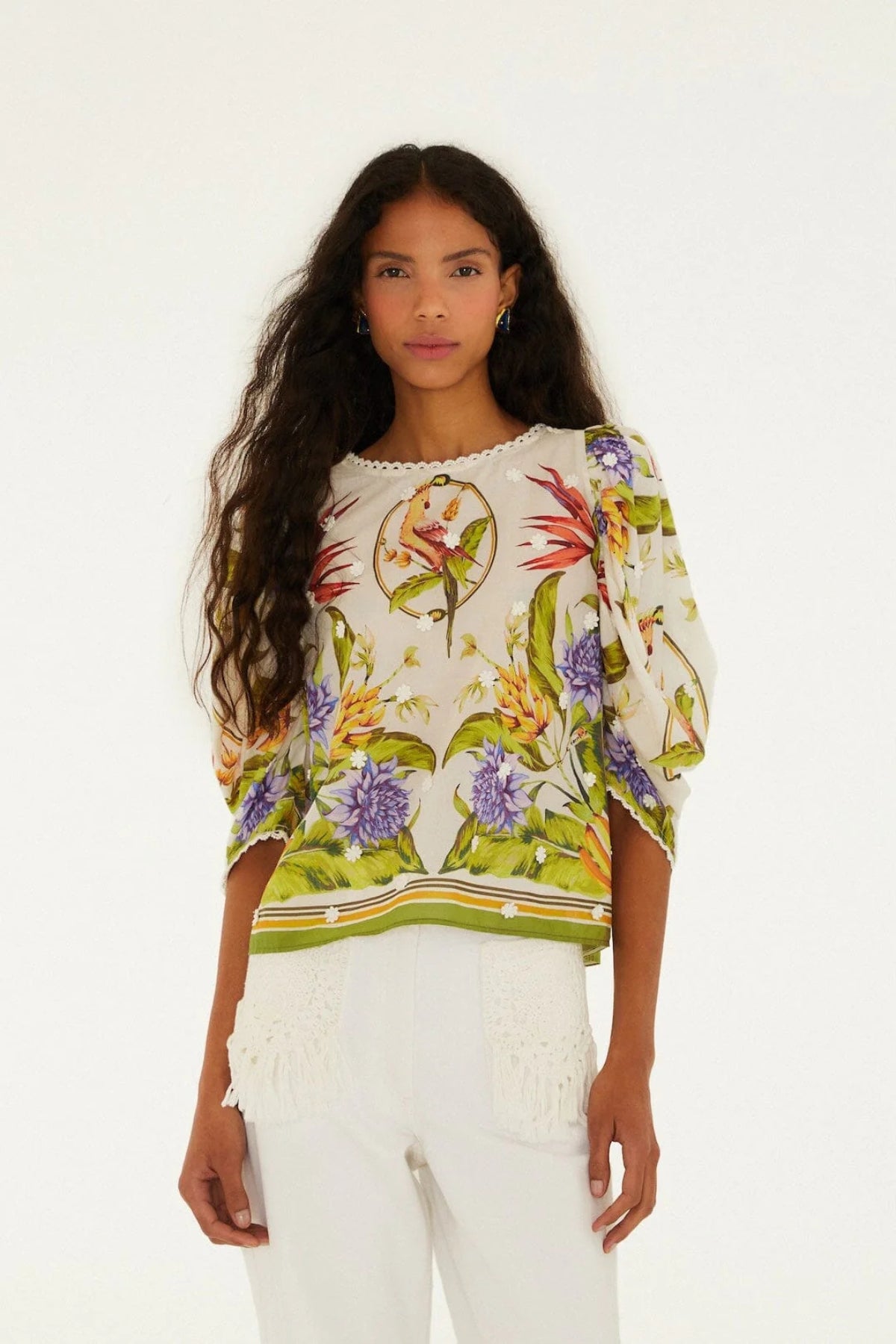 FARM RIO | TROPICAL SAND GREEN BLOUSE