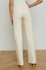 L'AGENCE | CLAYTON COATED WIDE LEG -FRENCH VANILLA