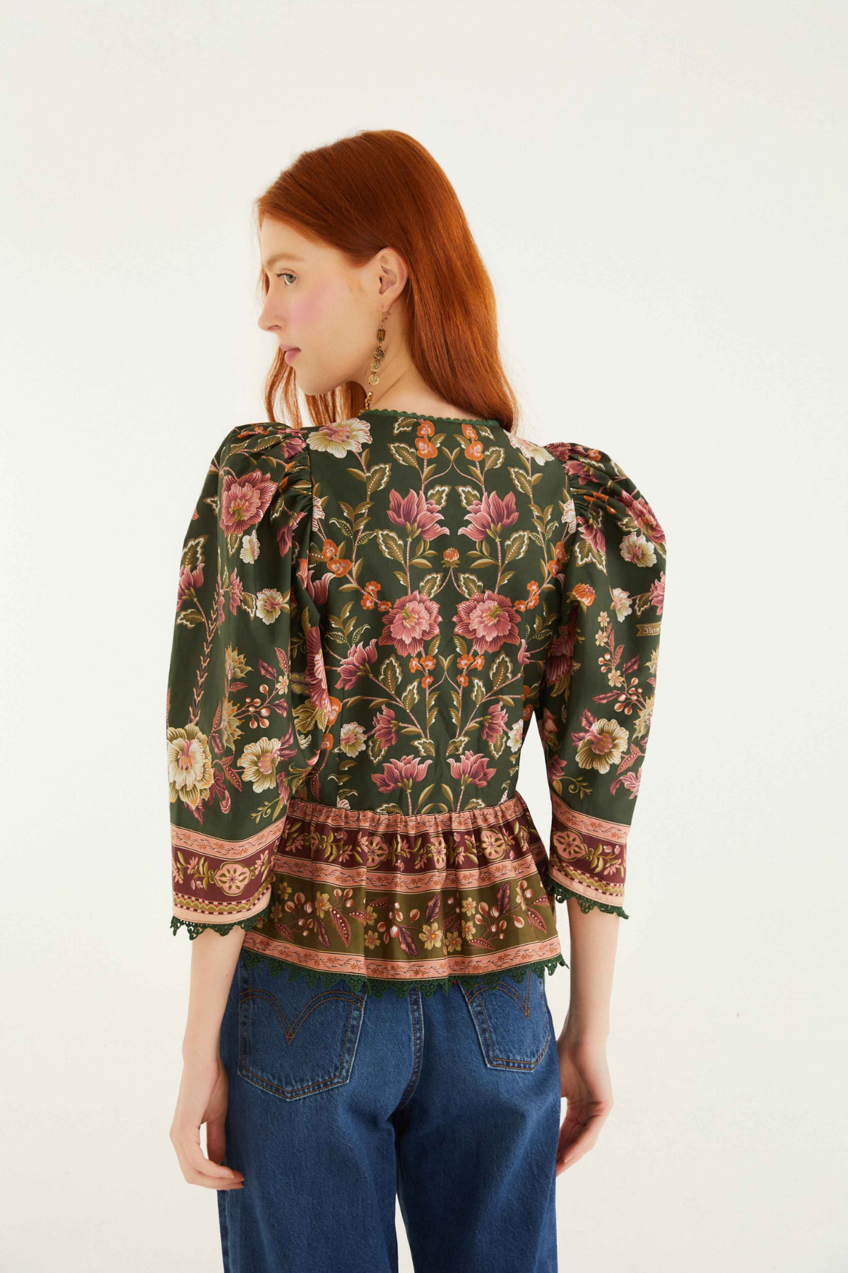 FARM RIO | FLOWERING GARDEN GREEN BLOUSE