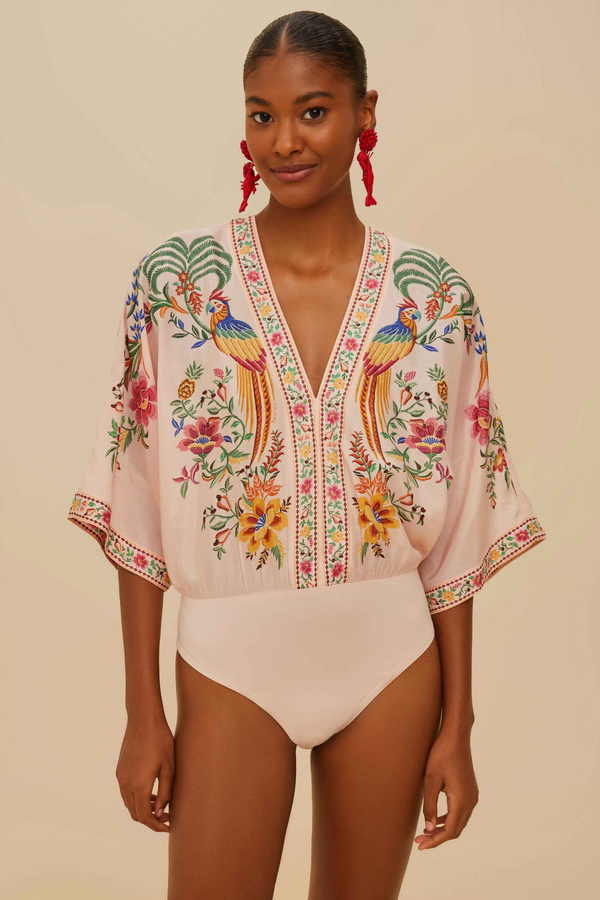 FARM RIO | DELICATE FOREST PINK BODYSUIT