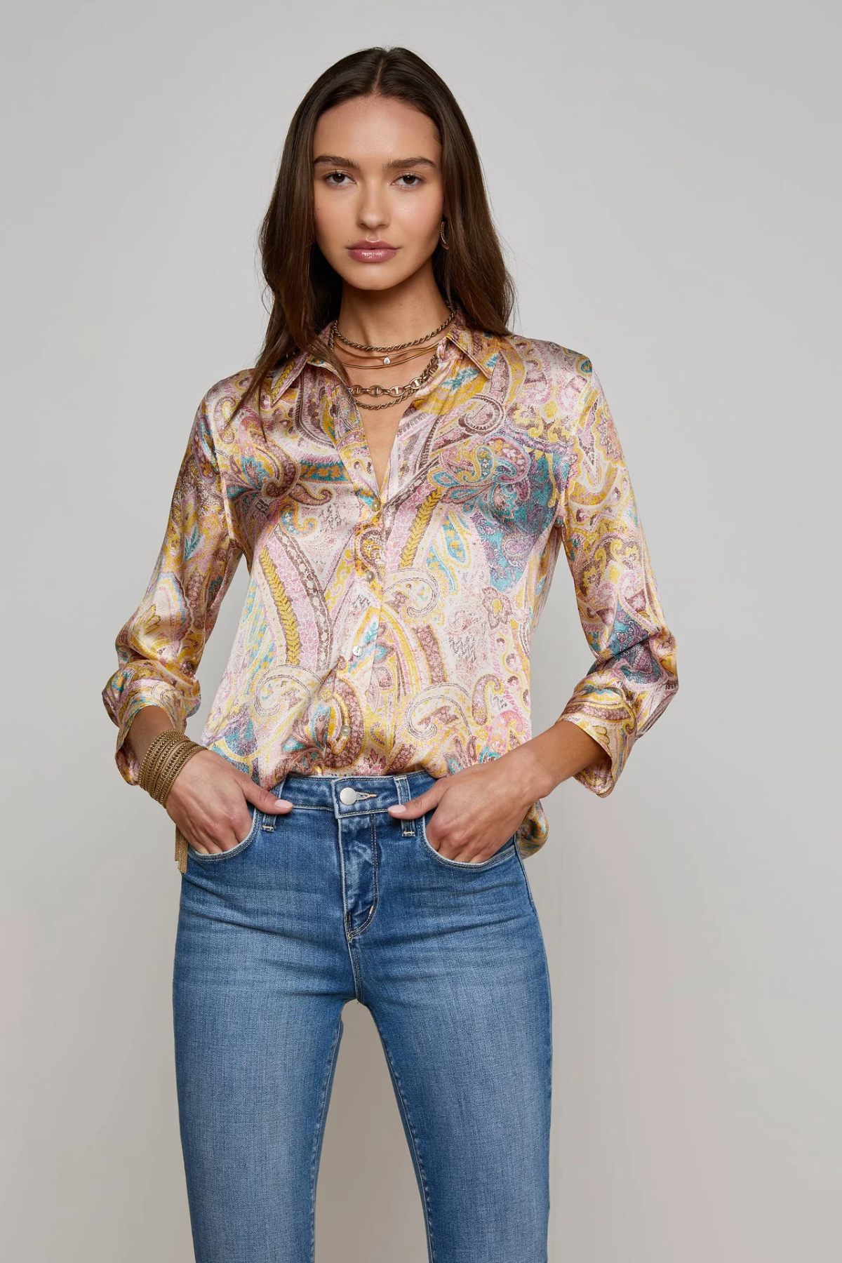 L'AGENCE | DANI BLOUSE- WESTERN PAISLEY