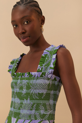 FARM RIO | TROPICAL SWING GREEN SVLS MIDI DRESS