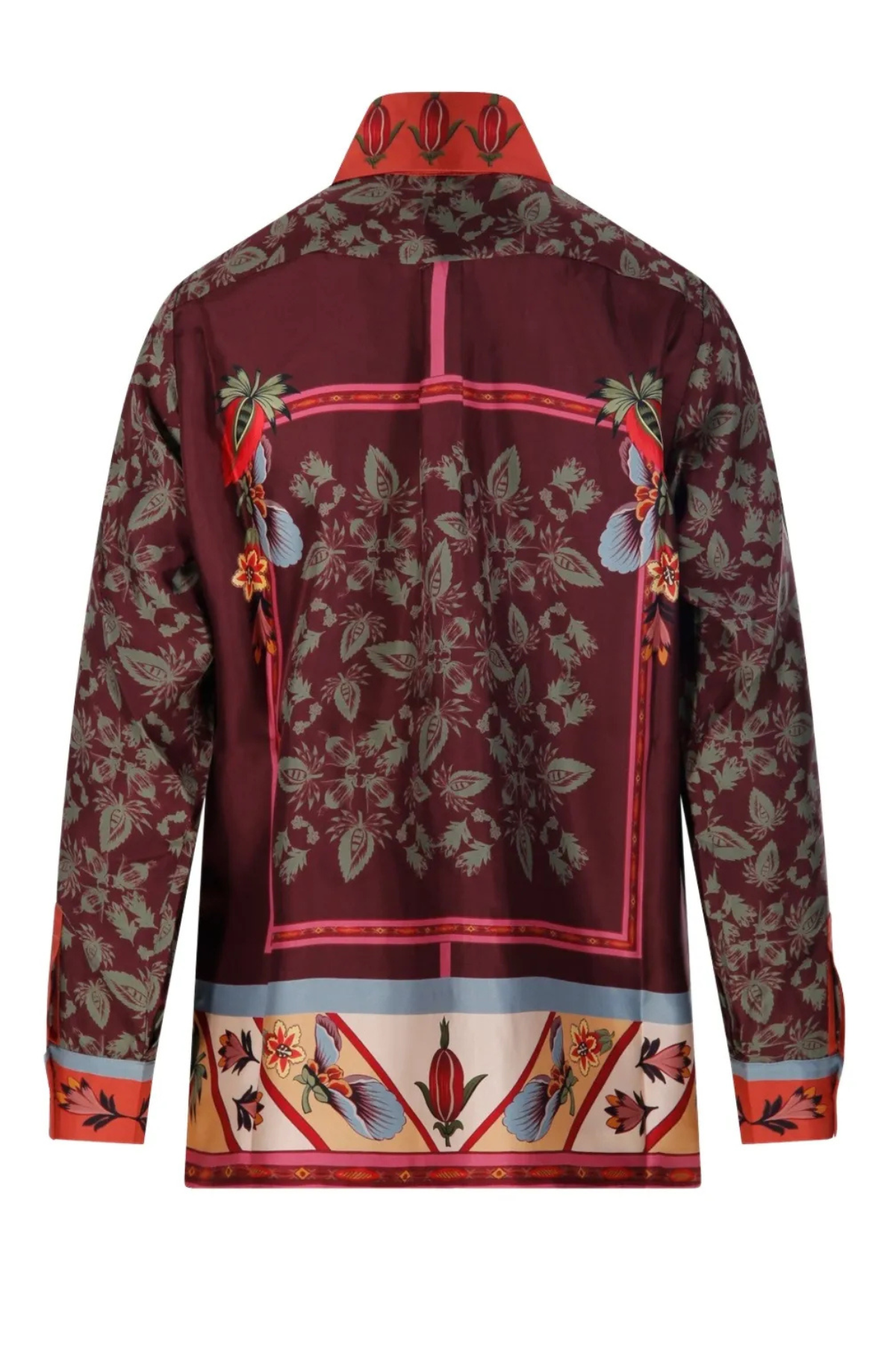 FRANCO FERRARI Merlot Floral Silk Blouse