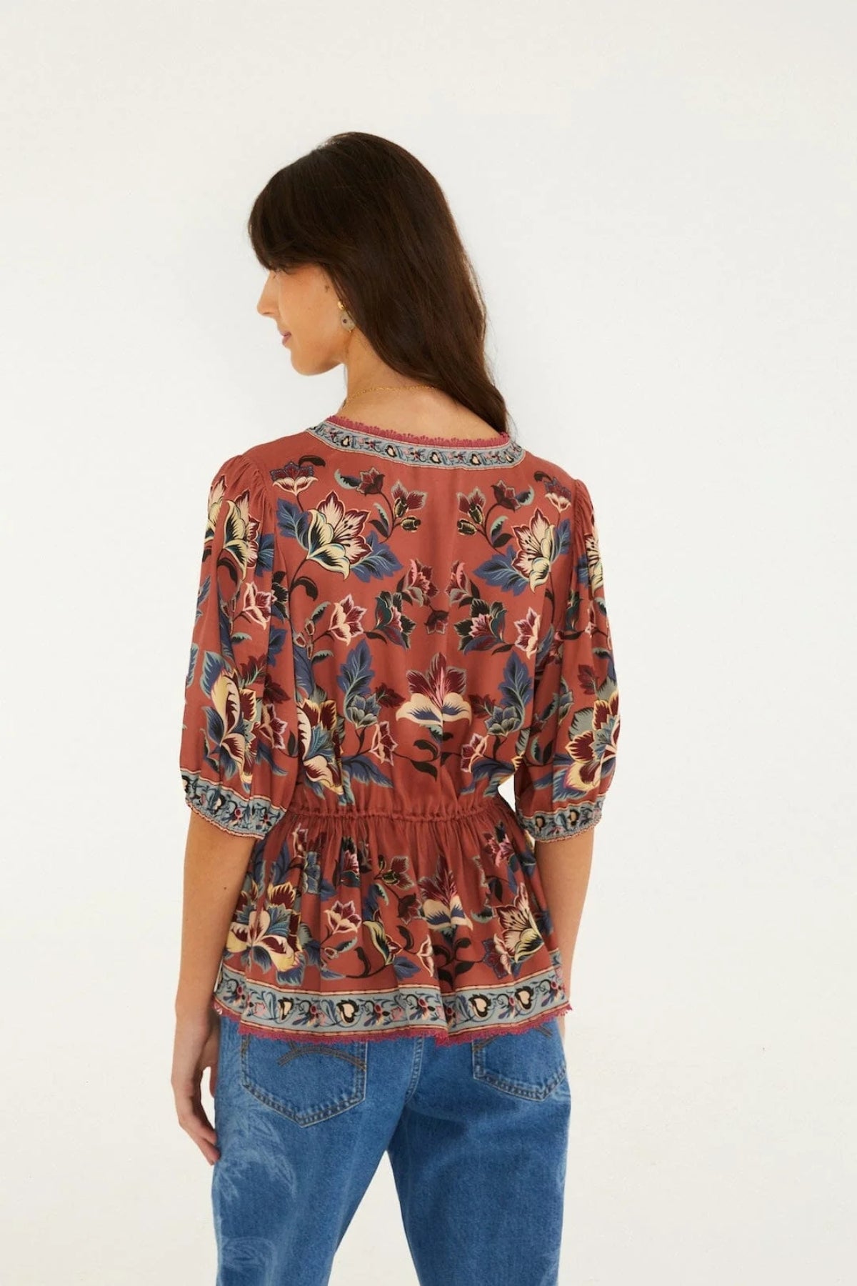 FARM RIO | Floral Tapestry Blush Blouse