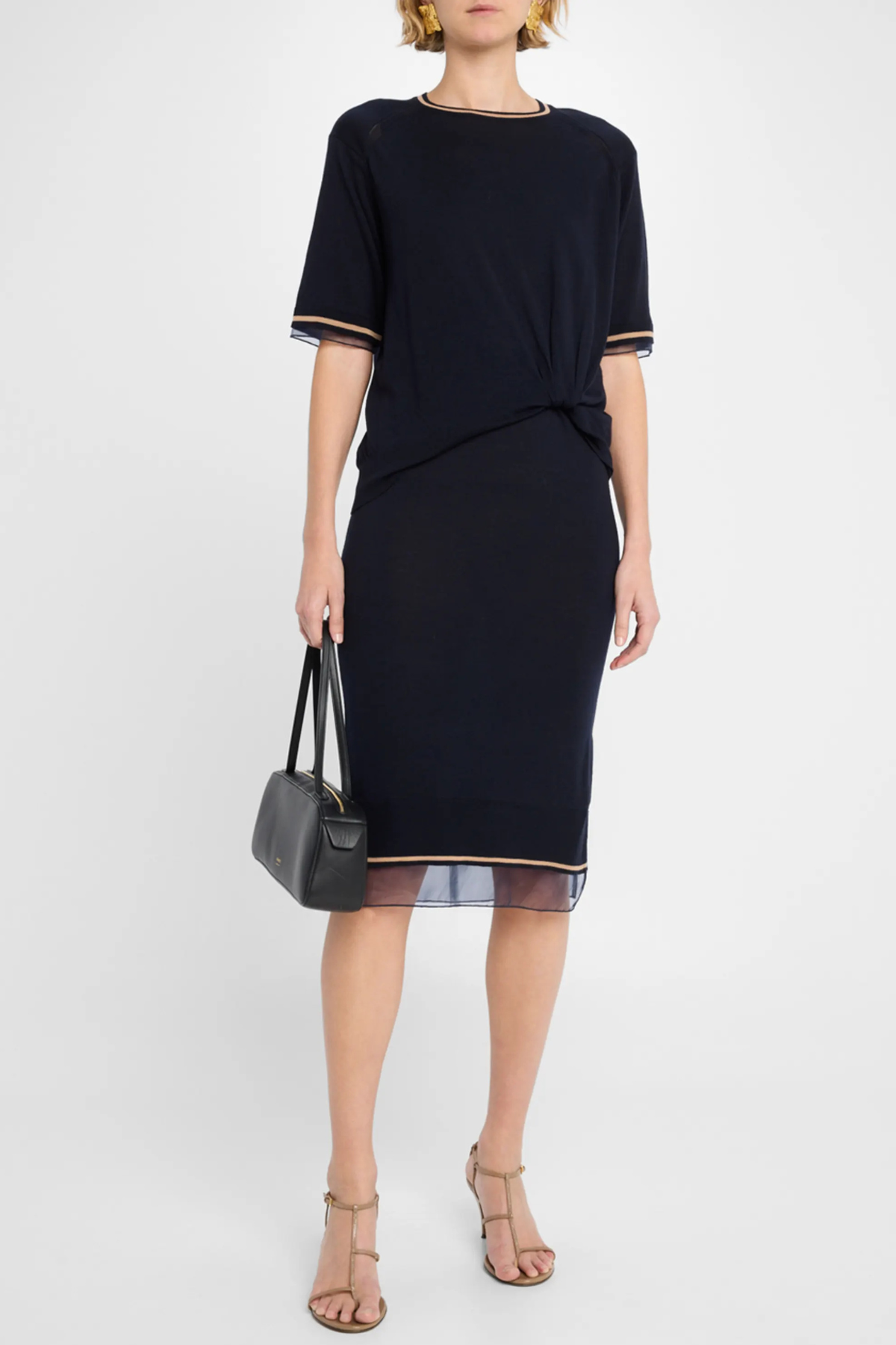 3.1 PHILLIP LIM | DRAPED KNIT DRESS W ORGANZA COMBO
