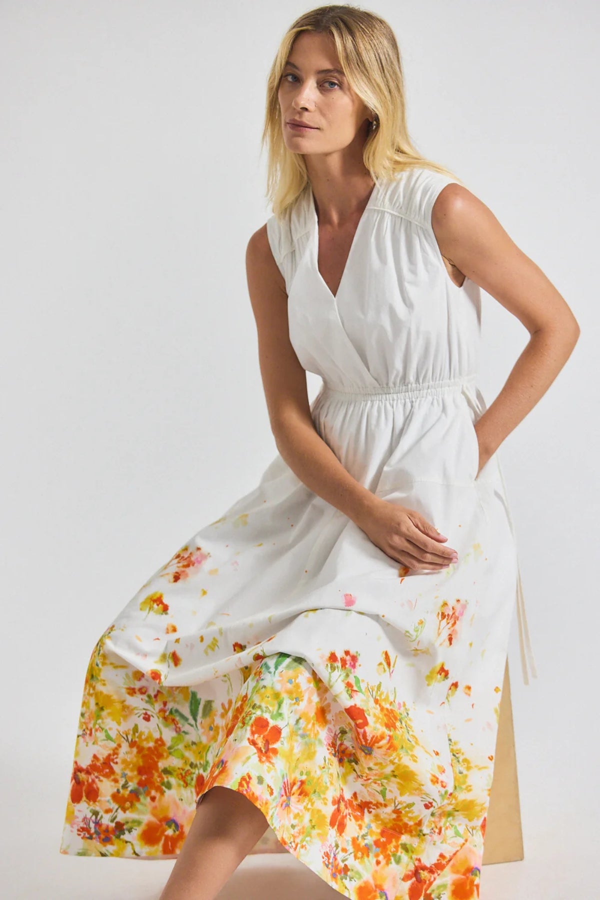 DEREK LAM | Nara Border Print Cotton Poplin Maxi