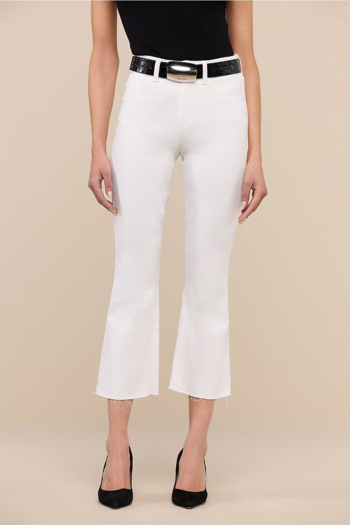 L'AGENCE | KENDRA CROP FLARE- BLANC