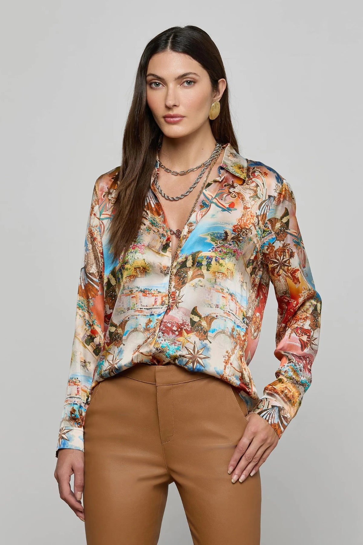 L'AGENCE | TYLER BLOUSE - MULTI COLLAGE