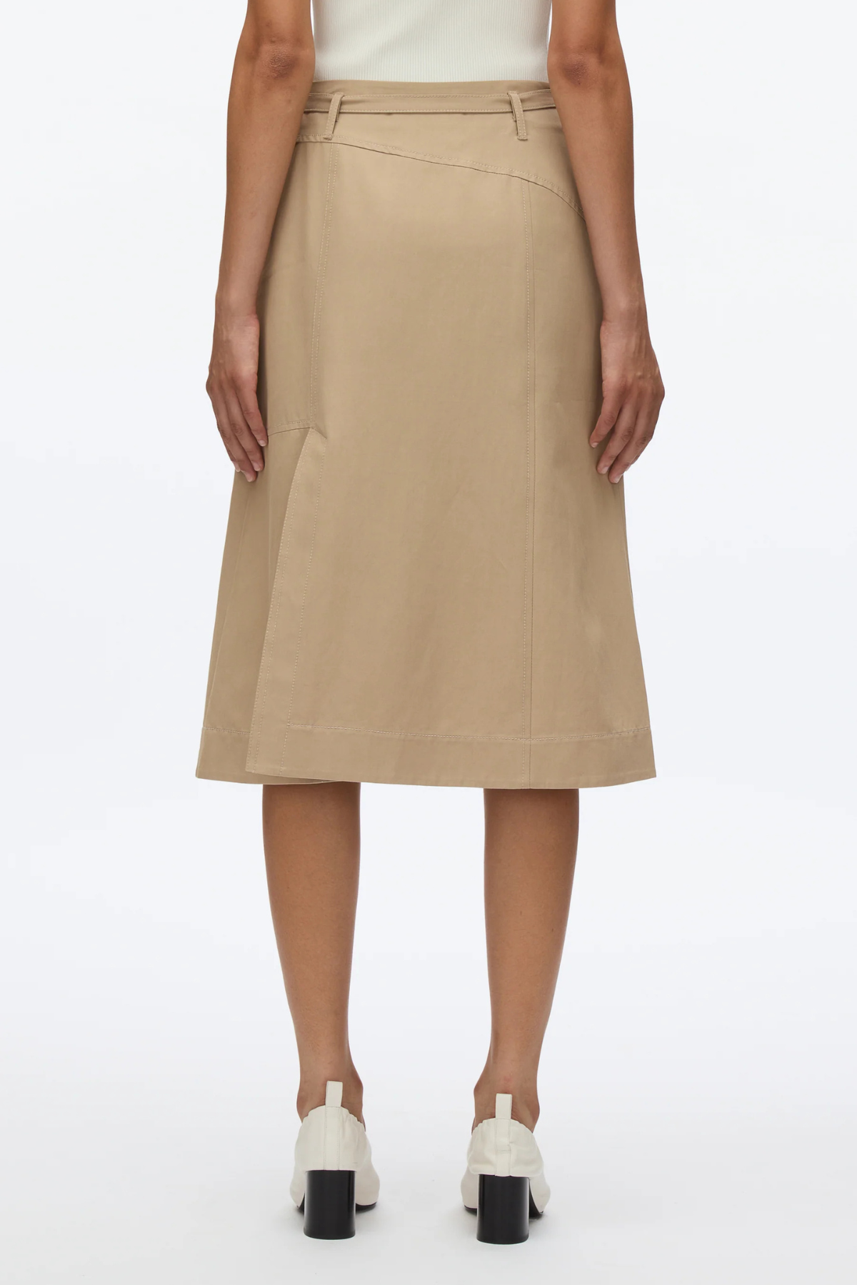 PHILLIP LIM | BELTED SKIRT W CHIFFON GODET