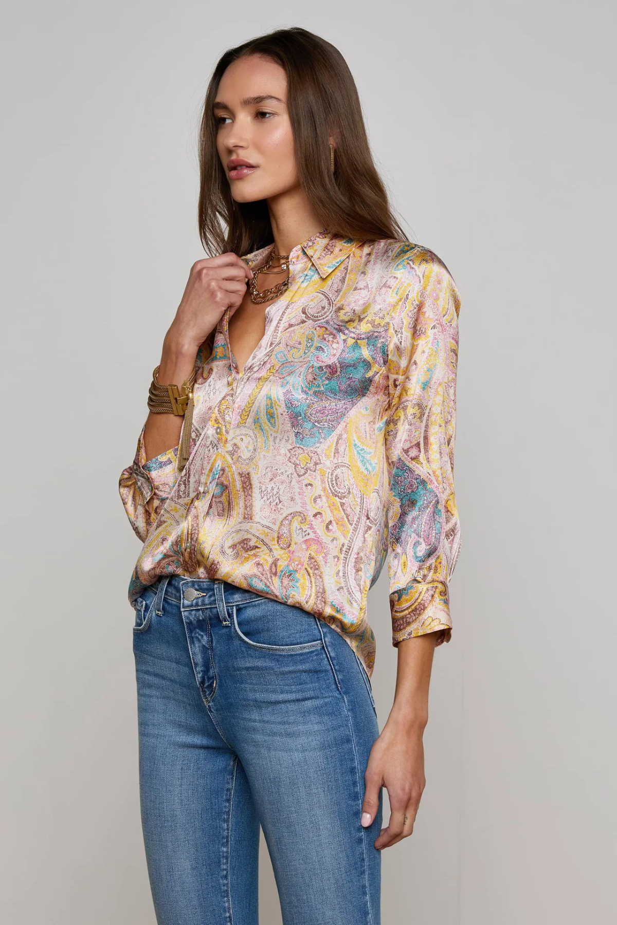 L'AGENCE | DANI BLOUSE- WESTERN PAISLEY
