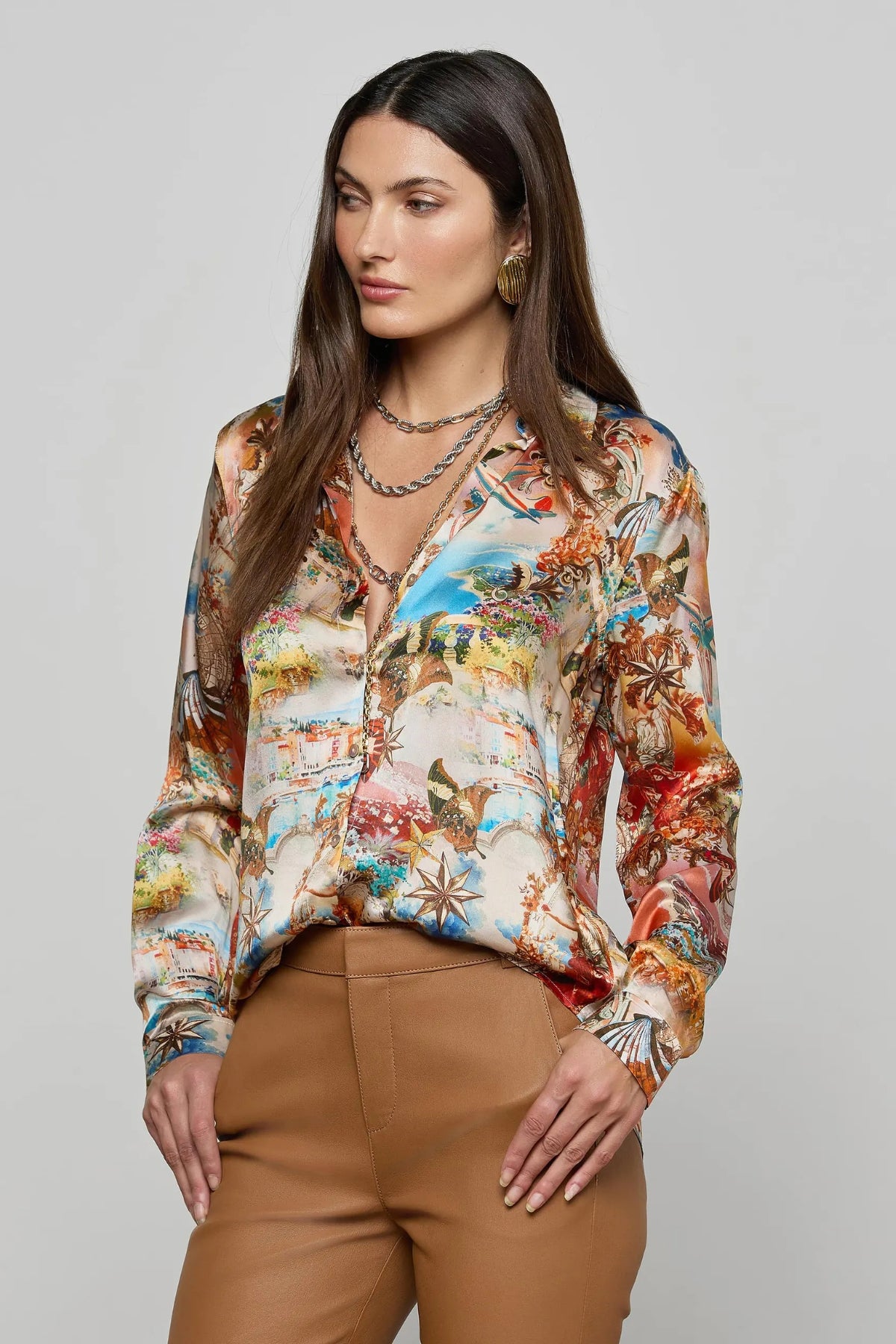 L'AGENCE | TYLER BLOUSE - MULTI COLLAGE