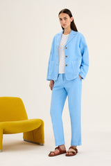 ROSSO35 | SKY BLUE BREEZY LINEN PANT