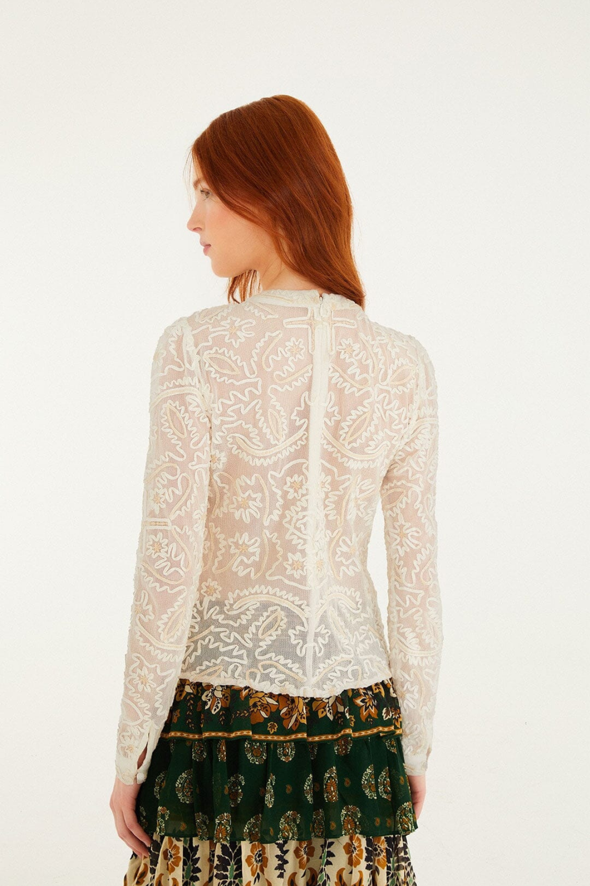 FARM RIO | EMBROIDERY LS BLOUSE