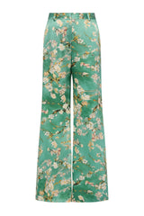 L'AGENCE | PILAR SILK WIDE LEG PANT- TEAL