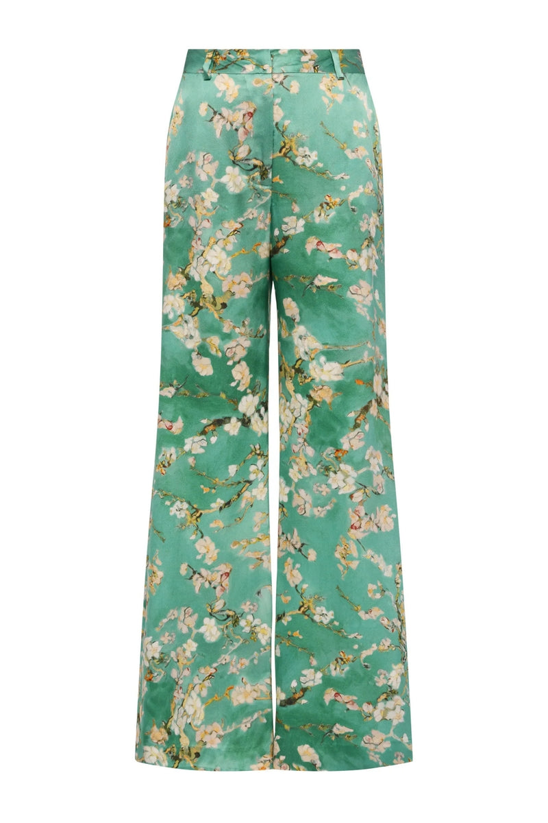 L'AGENCE | PILAR SILK WIDE LEG PANT- TEAL