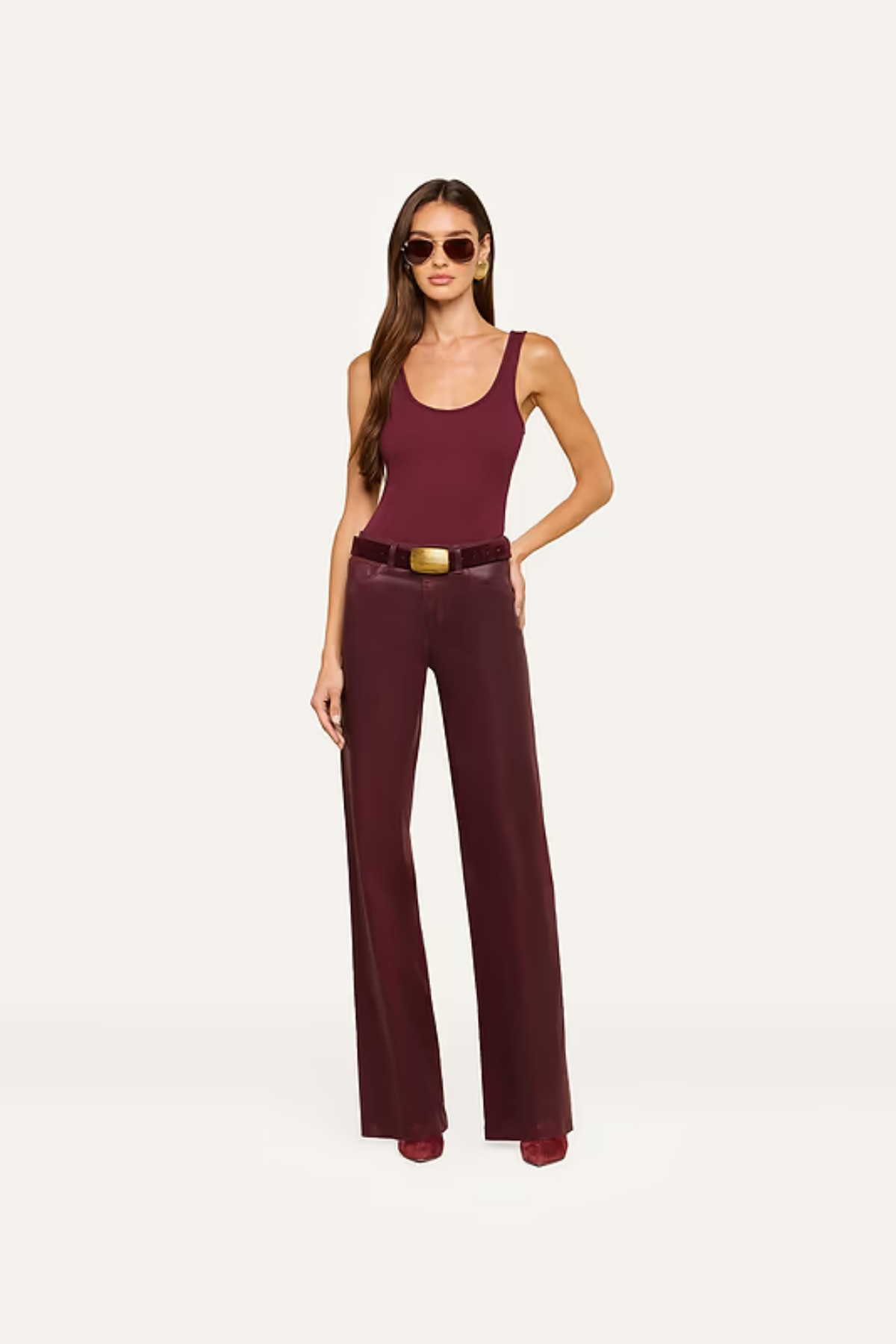 L'AGENCE | Clayton H/r Wide Leg- Sangria