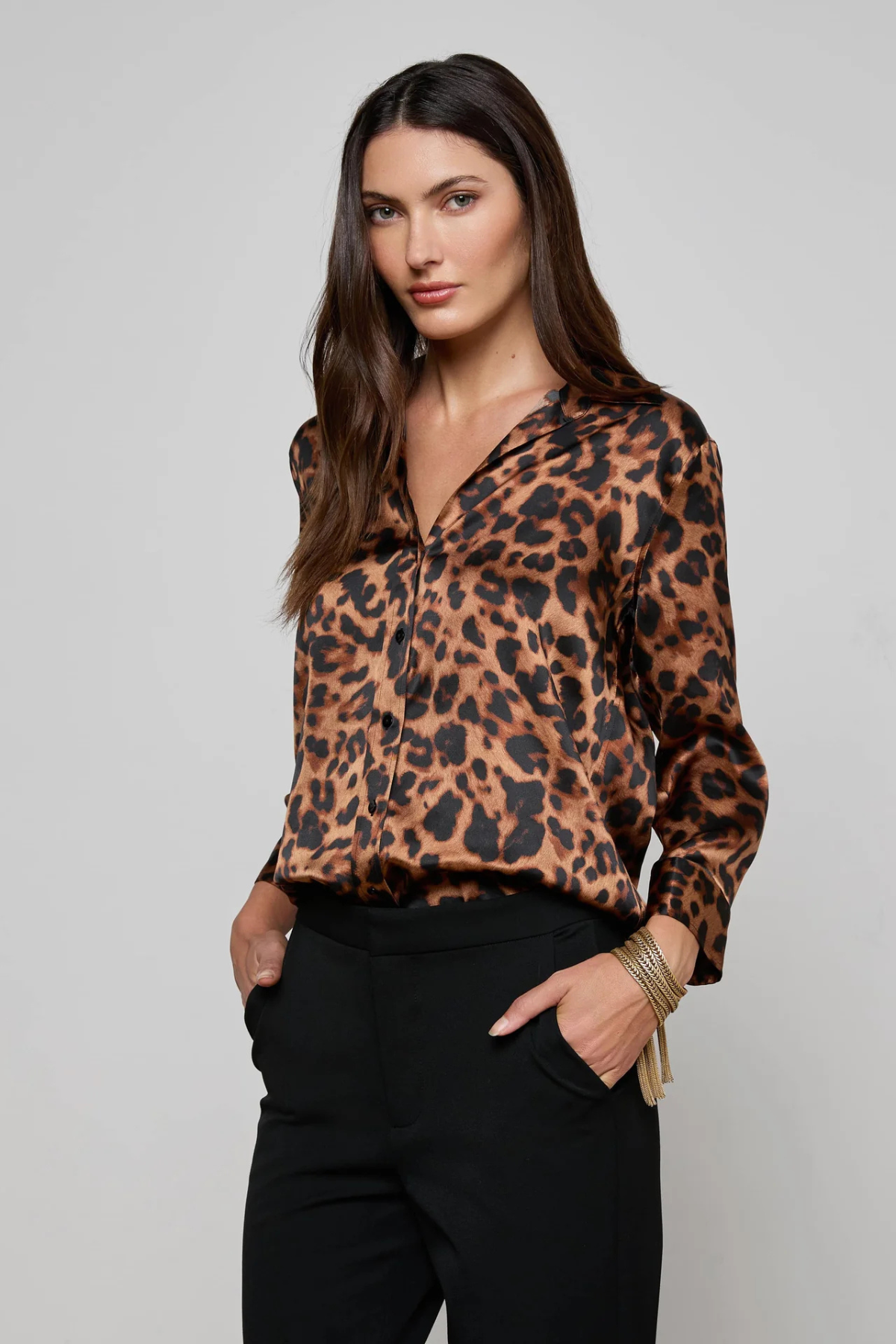 L’AGENCE | DANI BLOUSE- BROWN MULTI