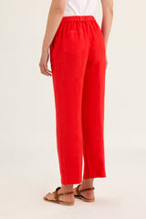 ROSSO35 | RED CORAL BREEZY LINEN PANT