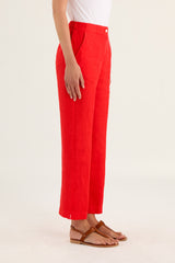 ROSSO35 | RED CORAL BREEZY LINEN PANT