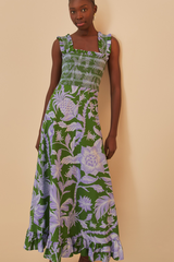 FARM RIO | TROPICAL SWING GREEN SVLS MIDI DRESS