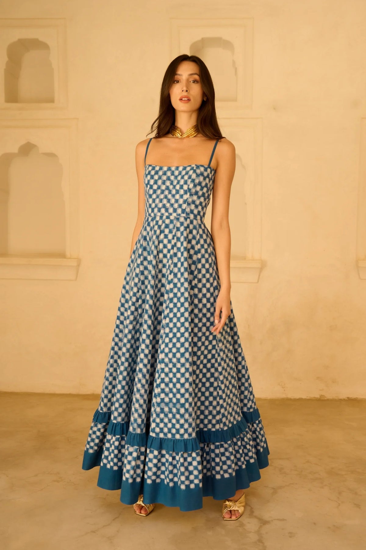 DE CASTRO | Blue Checkmate Dress