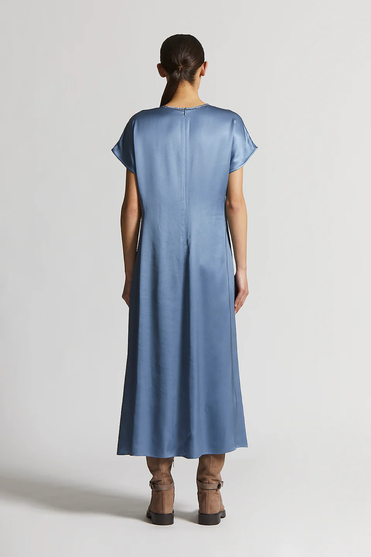 Peserico Blue Viscose Satin Dress
