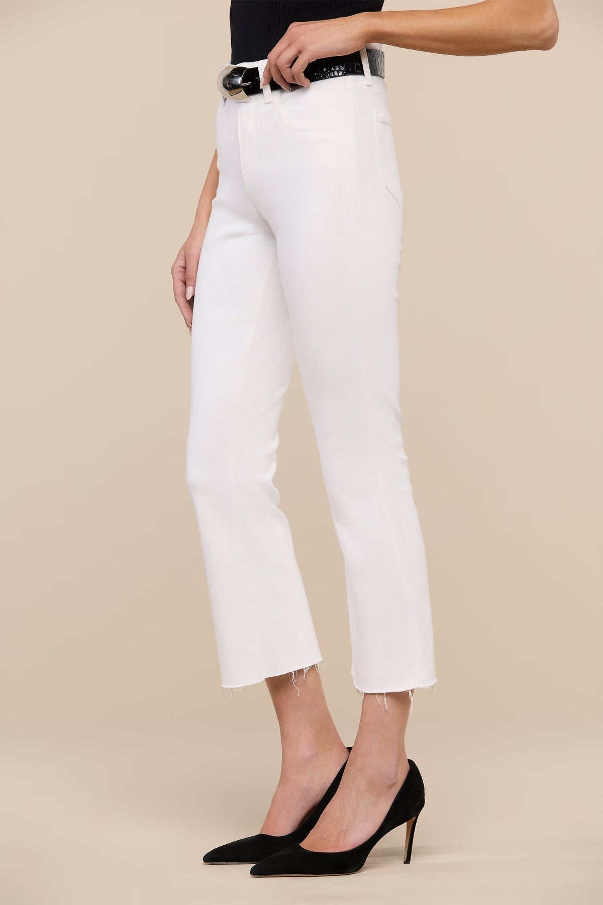 L'AGENCE | KENDRA CROP FLARE- BLANC