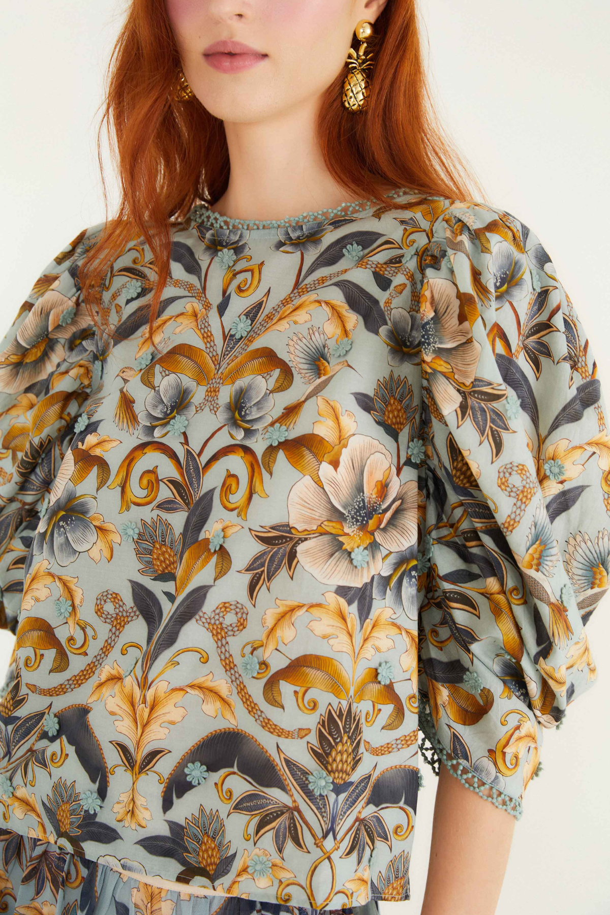 FARM RIO | SNAKE GARDEN 3D BLOUSE