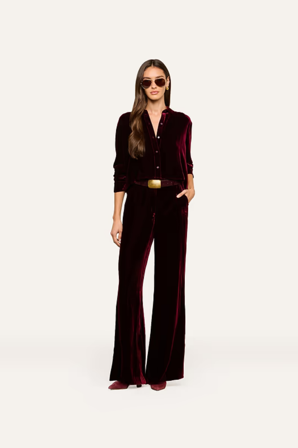 L'AGENCE | Pilar Wide Leg Pant- Port