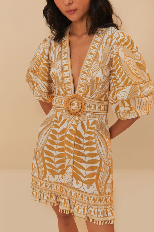 FARM RIO | LACE NATURE MINI DRESS