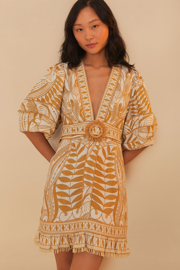 FARM RIO | LACE NATURE MINI DRESS