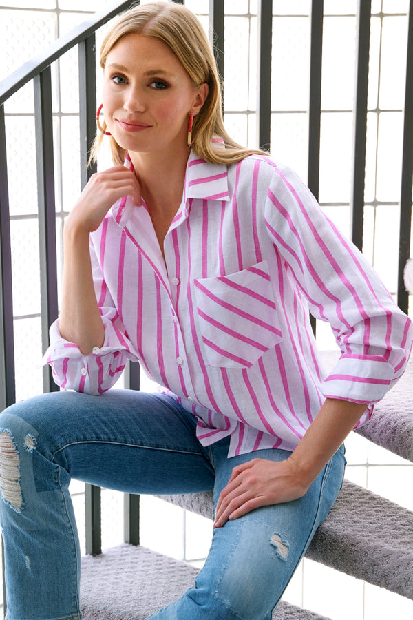 FINLEY | Andie Pink and White Striped Shirt