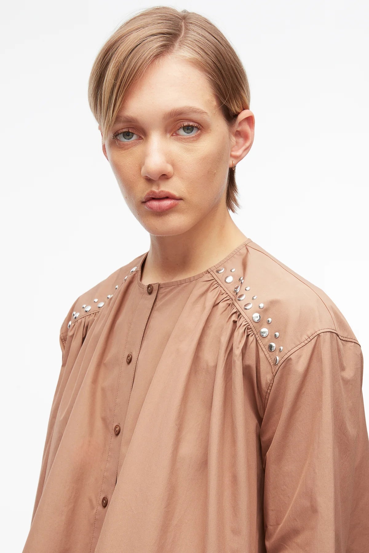 PHILLIP LIM | Poplin Stud Blouse Sable