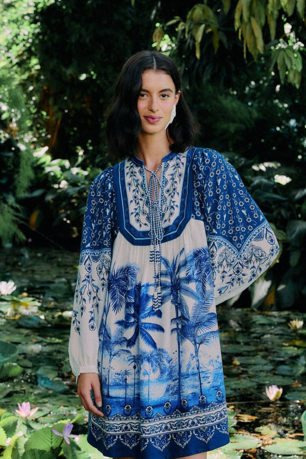 FARM RIO | PALM TREE BEACH MINI DRESS