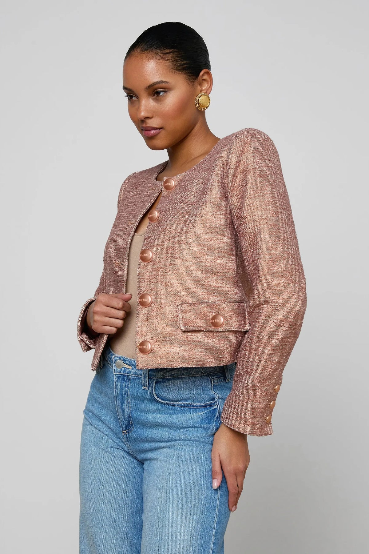 L'AGENCE | ZELL COLLARLESS  JACKET