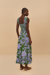 FARM RIO | TROPICAL SWING GREEN SVLS MIDI DRESS