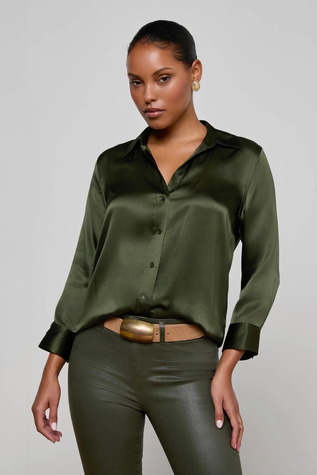 L'AGENCE | DANI BLOUSE - DEEP OLIVE