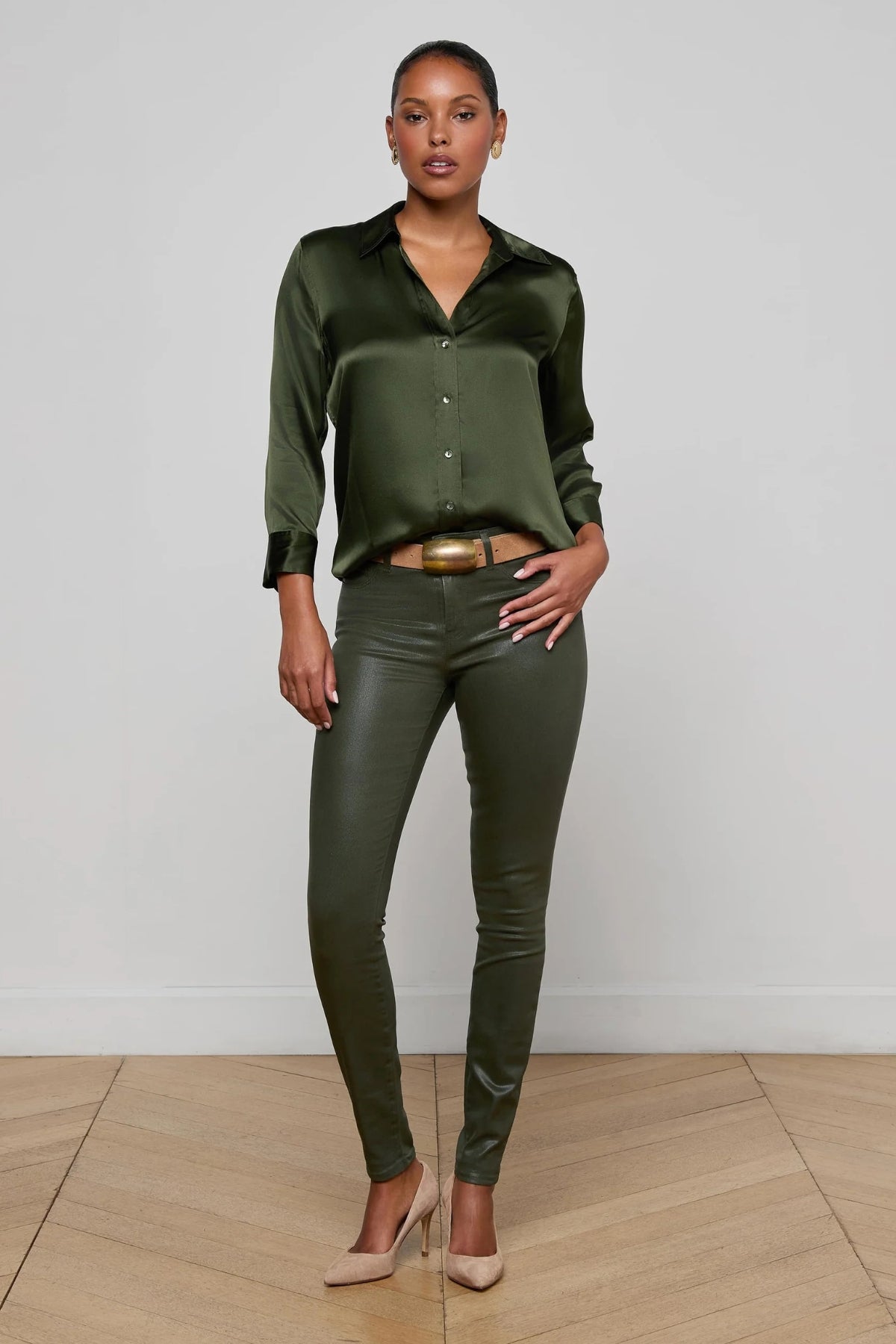 L'AGENCE | DANI BLOUSE - DEEP OLIVE